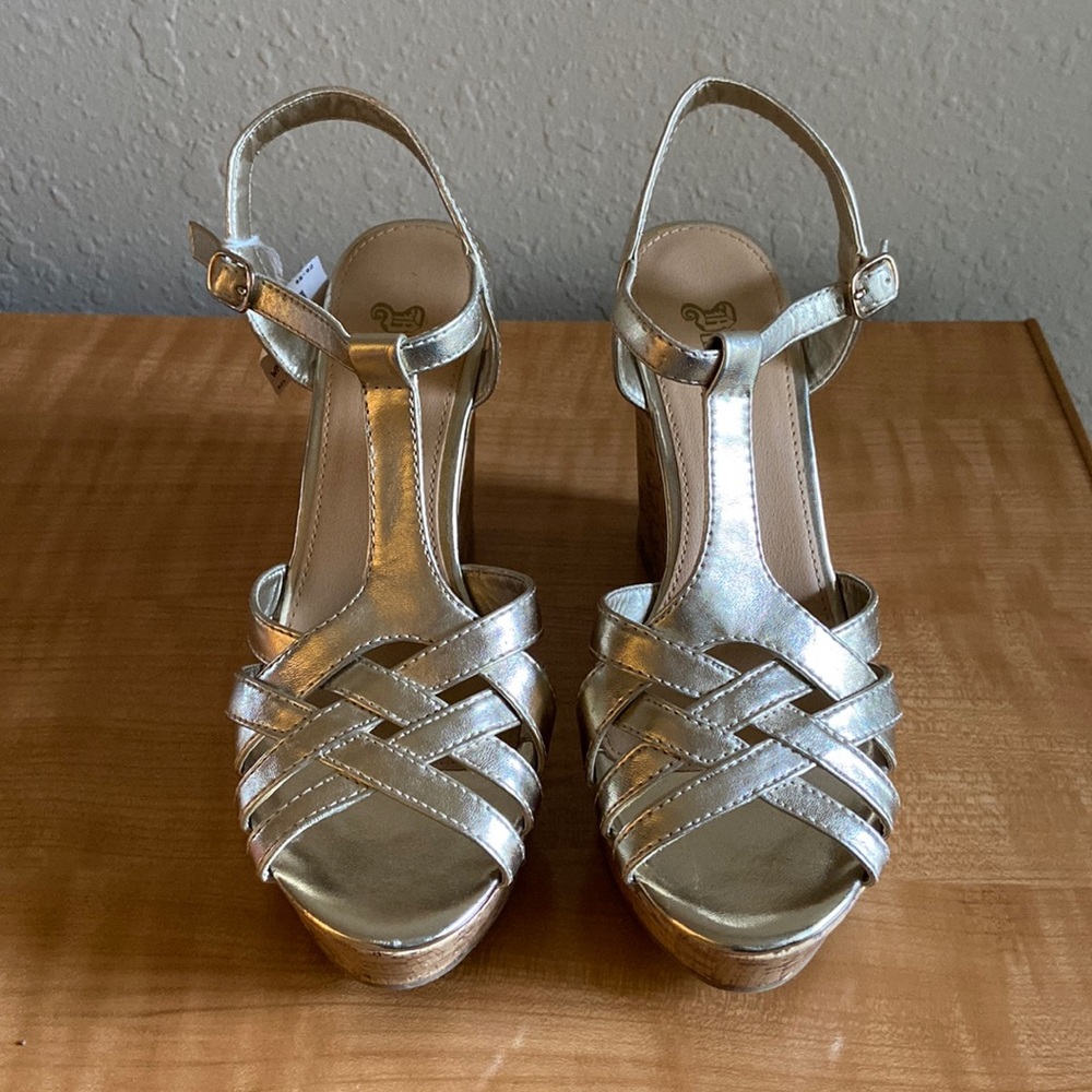 Metallic Gold Brash Wedge Heels